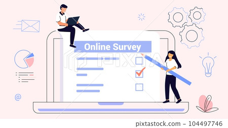Survey form vector illustration Online exam Questionnaire form Online education Internet quiz Feedback customers or opinion form User experiences concept To do list paper note Yes No 104497746