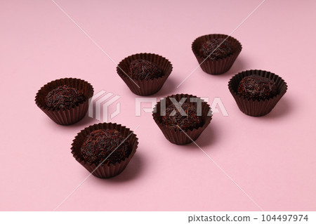 Traditional brazilian sweet - Brigadeiro, brazilian Chocolate candy Traditional brazilian sweet - Brigadeiro, brazilian Chocolate candy 104497974