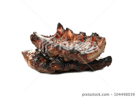 PNG, Tasty BBQ meat isolated on white background PNG, Tasty BBQ meat isolated on white background 104498039