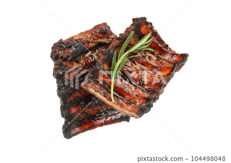 PNG, Tasty BBQ meat isolated on white background PNG, Tasty BBQ meat isolated on white background 104498048