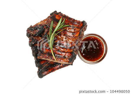 PNG, Tasty BBQ meat isolated on white background PNG, Tasty BBQ meat isolated on white background 104498050