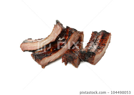 PNG, Tasty BBQ meat isolated on white background PNG, Tasty BBQ meat isolated on white background 104498053