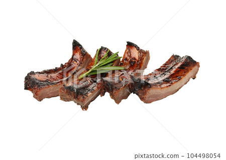 PNG, Tasty BBQ meat isolated on white background PNG, Tasty BBQ meat isolated on white background 104498054
