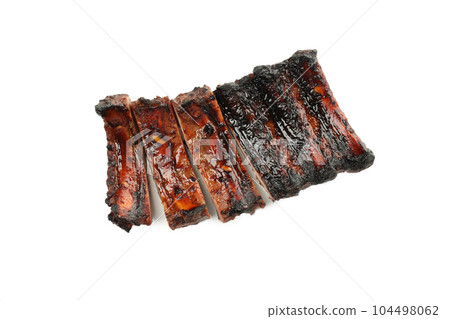 PNG, Tasty BBQ meat isolated on white background PNG, Tasty BBQ meat isolated on white background 104498062