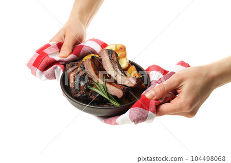 PNG, Tasty BBQ meat isolated on white background 104498068