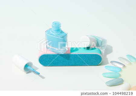 Concept of nail art, tools for pedicure and manicure 104498219