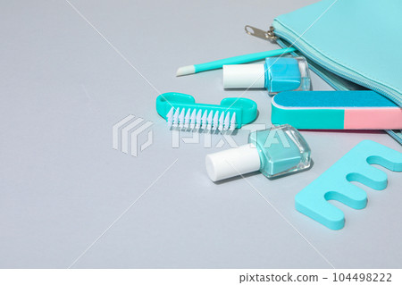 Concept of nail art, tools for pedicure and manicure 104498222