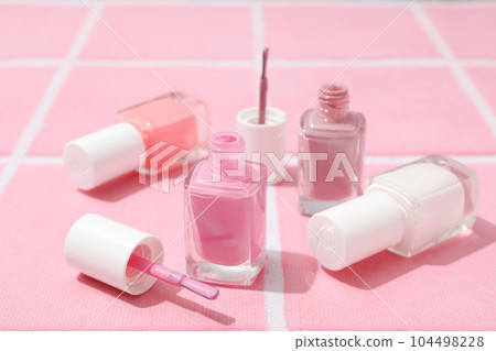 Concept of nail art, tools for pedicure and manicure 104498228