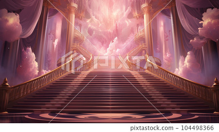 動漫背景素材-城堡的大樓梯 104498366