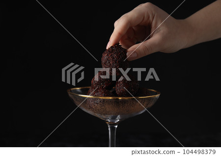 Traditional brazilian sweet - Brigadeiro, brazilian Chocolate candy 104498379
