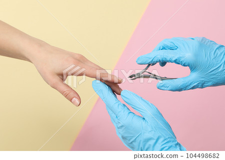 Concept of nail art, tools for pedicure and manicure 104498682