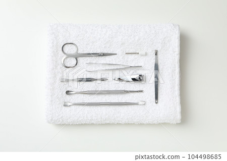 Concept of nail art, tools for pedicure and manicure 104498685