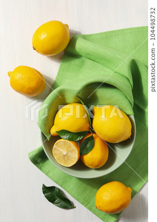 Concept of citrus fruit - lemon, top view 104498732