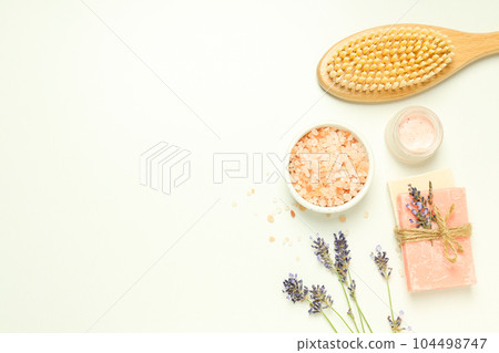 Concept of skin and face care, lavender cosmetic Concept of skin and face care, lavender cosmetic 104498747