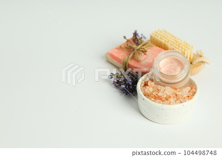 Concept of skin and face care, lavender cosmetic 104498748