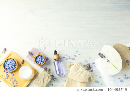 Concept of skin and face care, lavender cosmetic 104498749
