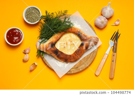 National Georgian cuisine food, flour product - Khachapuri 104498774