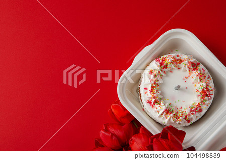 Concept of congratulation and celebration with bento cake in box Concept of congratulation and celebration with bento cake in box 104498889