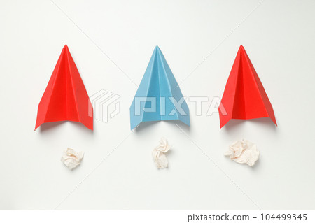Business, startup and sponsorship concept with paper planes on white background 104499345
