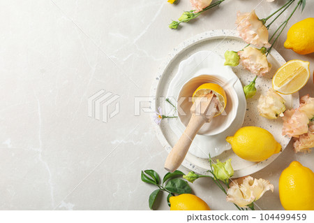 Concept of citrus fruit - lemon, space for text Concept of citrus fruit - lemon, space for text 104499459