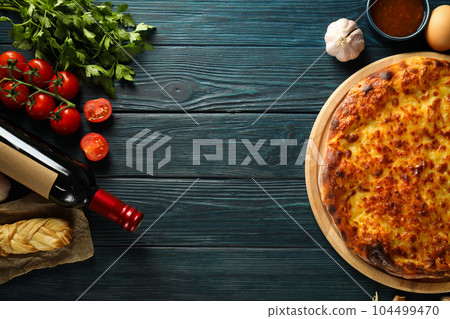 National Georgian cuisine food, flour product - Khachapuri 104499470