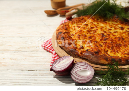 National Georgian cuisine food, flour product - Khachapuri 104499478