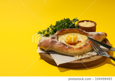 National Georgian cuisine food, flour product - Khachapuri National Georgian cuisine food, flour product - Khachapuri 104499485