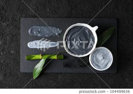 Concept of face and skin care - bamboo and charcoal 104499636