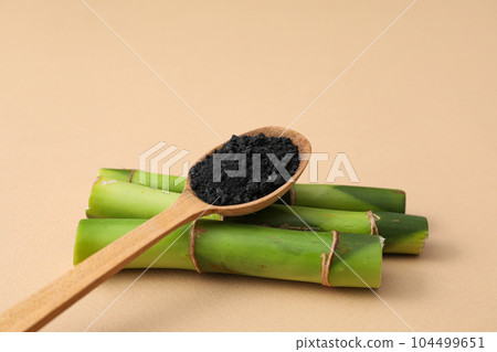 Concept of face and skin care - bamboo and charcoal 104499651