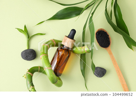 Concept of face and skin care - bamboo and charcoal 104499652