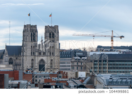 Sainte Gudulle cathedral seen from the roof of the new administrative center of the City of Brussels, Brucity. Sainte Gudulle cathedral seen from the roof of the new administrative center of the City of Brussels, Brucity. 104499861