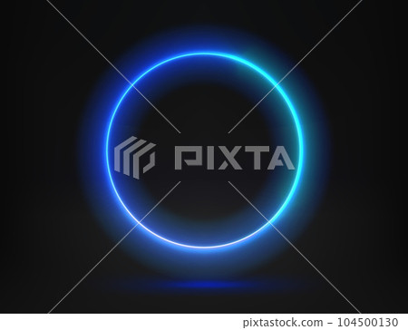 Abstract studio with glowing circle frame of neon light. 3d vector illustration Abstract studio with glowing circle frame of neon light. 3d vector illustration 104500130