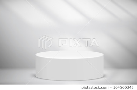 Bright Studio with podium and light of a window. Vector 3d illustration 104500345