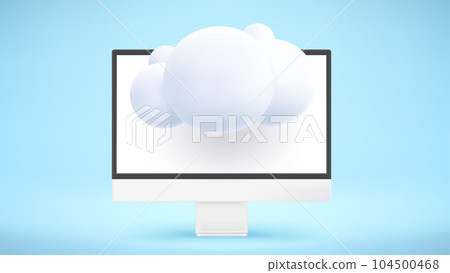 Modern computer with cloud. Cloud technology concept. 3d vector mockup 104500468