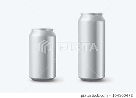 Blank aluminium beverage cans mockup isolated on white background. 3d vector illustration 104500478