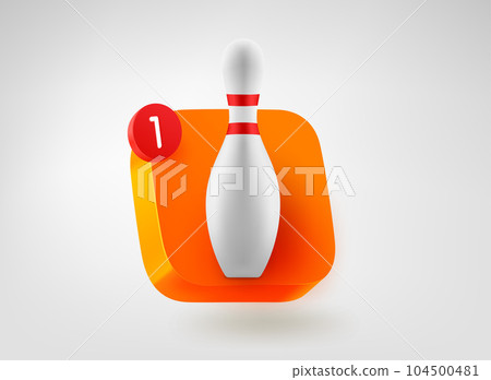 Bowling app button concept. 3d vector mobile application icon Bowling app button concept. 3d vector mobile application icon 104500481