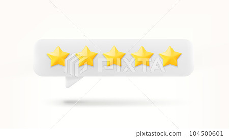 Speech bubble with rating stars. Feedback concept. 3d vector illustration 104500601