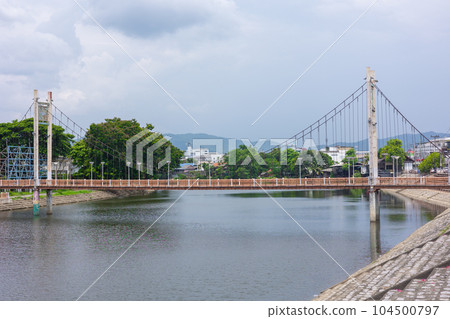 Lampang Wang River , beautiful nature landscape of irrigation water canal in Northern Lampang province in Thailand. 104500797