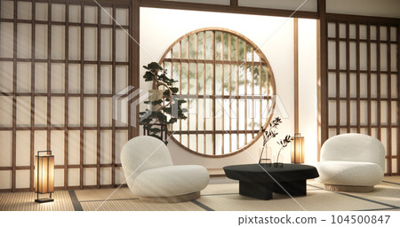 Minimalist japandi style living room decorated with sofa Minimalist japandi style living room decorated with sofa 104500847