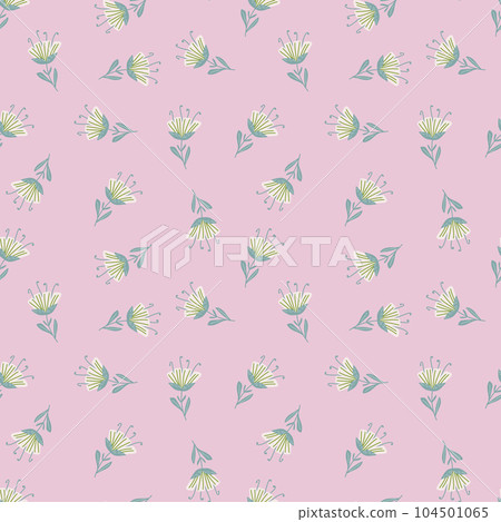 Contemporary flower seamless pattern. Cute stylized flowers wallpaper. Decorative naive botanical backdrop. 104501065