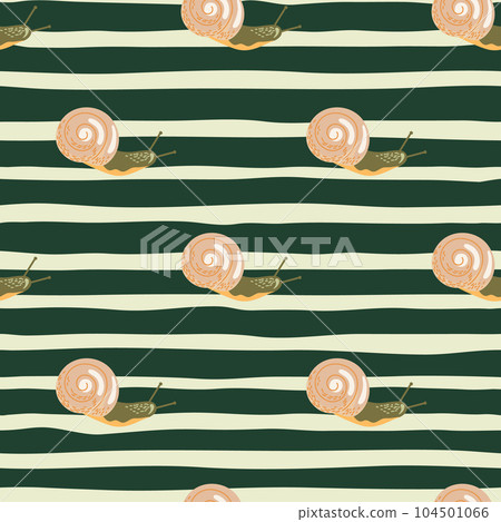Cute snails seamless pattern. Funny cartoon character wallpaper in doodle style. 104501066