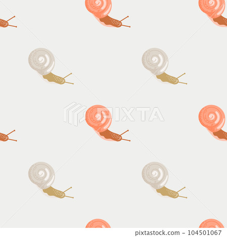 Cute snails seamless pattern. Funny cartoon character wallpaper in doodle style. Cute snails seamless pattern. Funny cartoon character wallpaper in doodle style. 104501067
