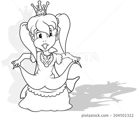 Drawing of a Standing Princess in a Long Dress 104501322