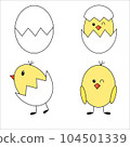 Chicken, egg, cracked egg, vector 104501339