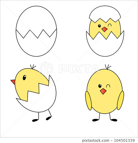 Chicken, egg, cracked egg, vector 104501339