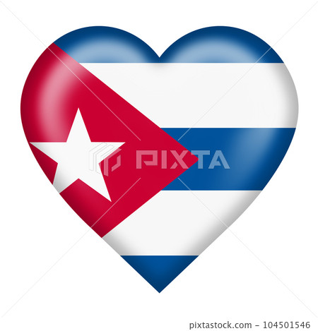 Cuba flag heart button with clipping path 3d illustration 104501546