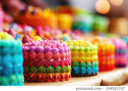 Colorful birthday cake. Ai generative 104501787