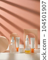 Skincare, cosmetics, and sunscreen for summer. Cosmetic packaging mockup and beauty concept. 104501907