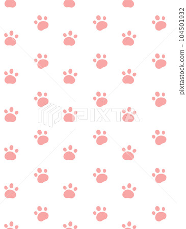 Vector background with traces of dogs. Pattern of pink paw prints of a puppy. Isolated, for printing on clothing, postcards, packaging Vector background with traces of dogs. Pattern of pink paw prints of a puppy. Isolated, for printing on clothing, postcards, packaging 104501932