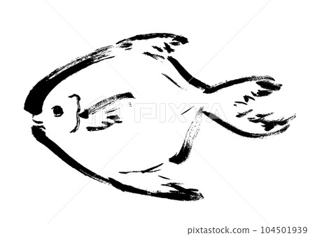 Pomfret hand drawn Japanese style illustration Japanese style material 104501939